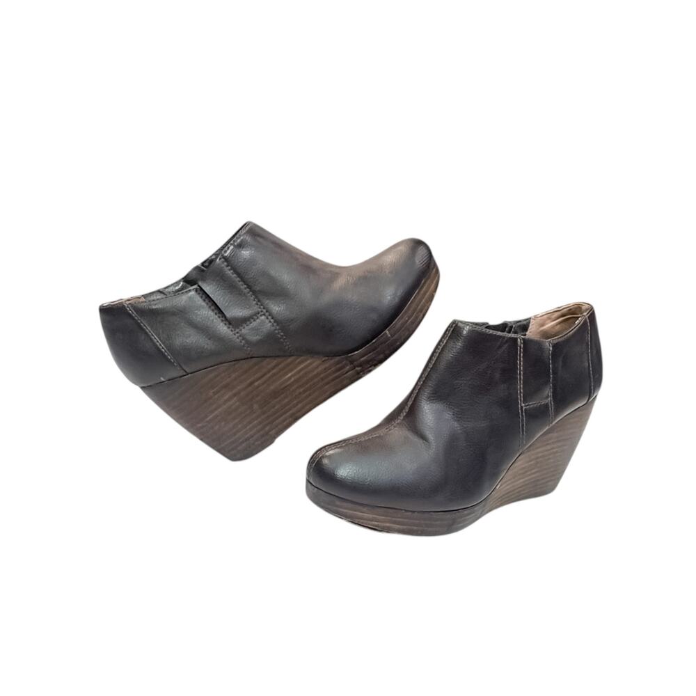 Dr. Scholl's Brown Leather Wedge Clog Booties Women’s Size 9.5